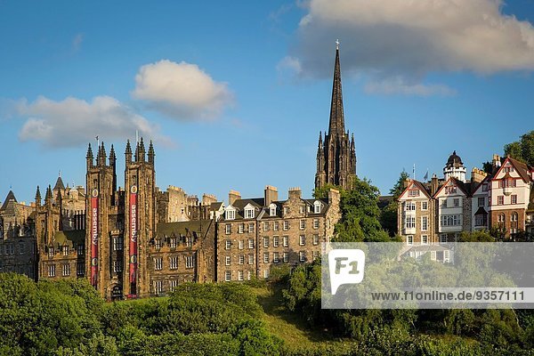 Edinburgh Hauptstadt Uber Gebaude Aufwarts Kirche Alt Schottland