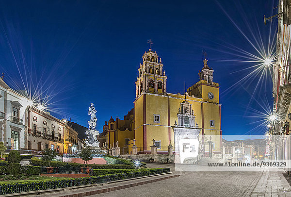 Morgendämmerung Kirche Stadtplatz Mexiko Guanajuato