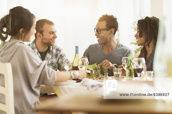 Group of friends enjoying dinner party