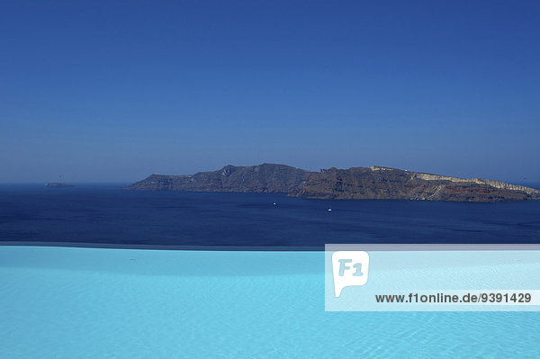 Außenaufnahme Europa Tag Schwimmbad niemand Hotel Insel Griechenland Santorin Kykladen griechisch Mittelmeer Oia Ia Tourismus