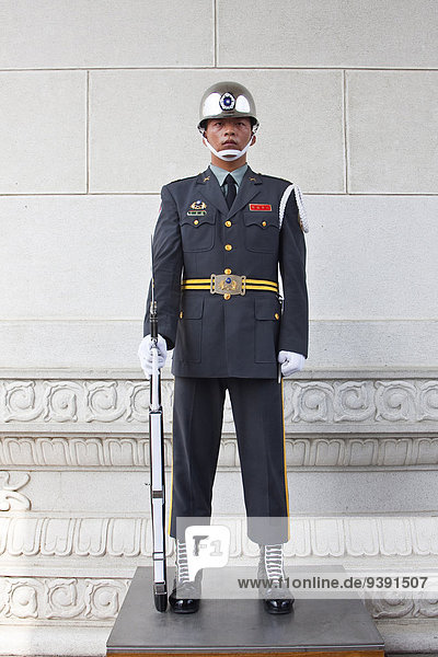 Asian  Asia  China  helmet  man  Taipeh  Memorial  monument  Taiwan  uniform  guard