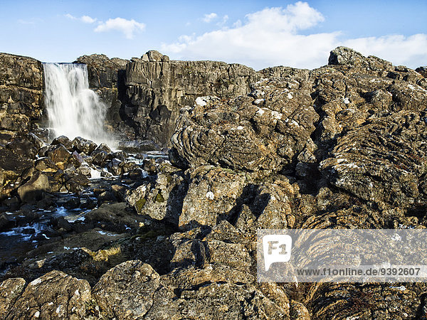 Wasser Europa Winter Insel Wasserfall Thingvellir Nationalpark Island Nordeuropa Þingvellir
