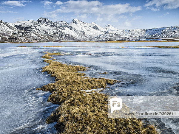 Landschaftlich schön landschaftlich reizvoll Europa Winter Landschaft Insel Island Nordeuropa