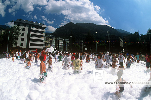 Children Playing in Soap Suds  Escalder-Engordany  Andorra