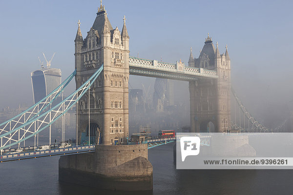 England  Europe  London  Tower Bridge and Fog
