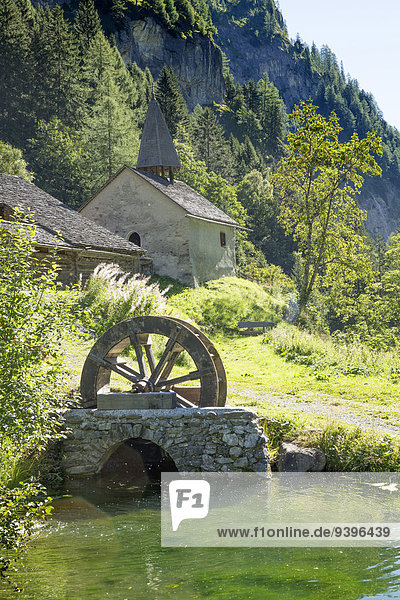 Wasserrad Wasser Europa Dorf Kapelle Schweiz