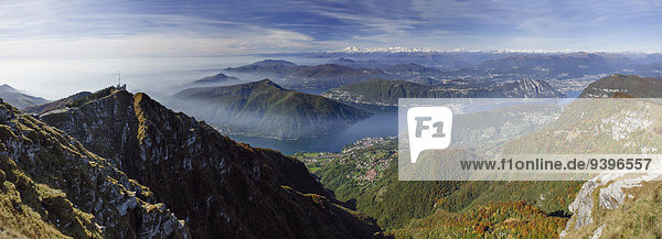 Europa Berg Alpen Herbst Ansicht Schweiz Luganersee Südschweiz