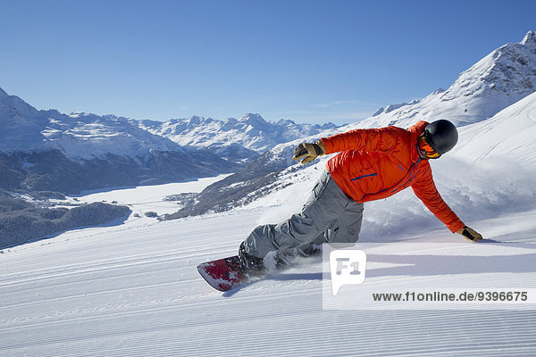 Frau Berg Winter Snowboard Snowboarding Kanton Graubünden Wintersport
