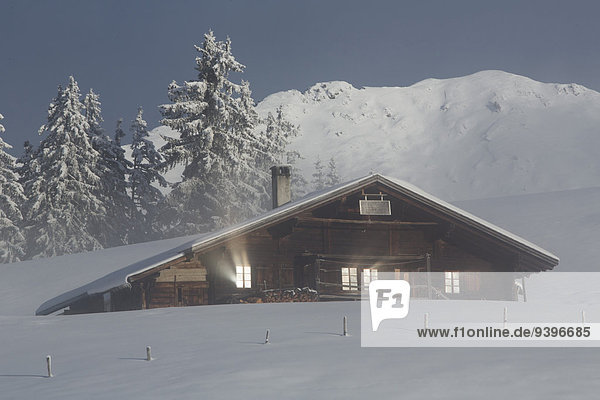 alpine cabin  Jaunpass  mountain  mountains  hut  house  alpine cabin  winter  canton Bern  Switzerland  Europe