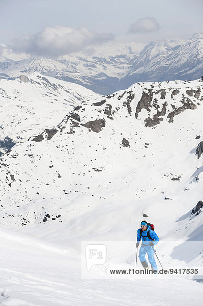Berg Winter Mann Alpen klettern Schnee