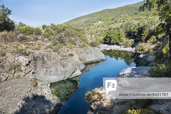 Fluß Fango zwischen Felsen  Tuarelli  Fangotal  Vallée du Fango  Haute-Corse  Korsika  Frankreich