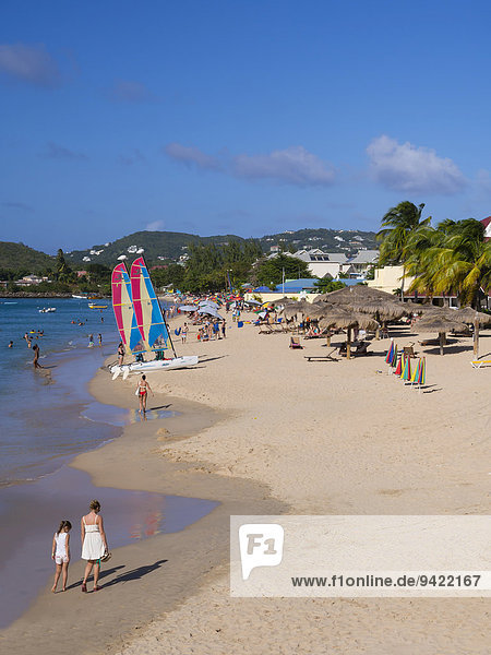 Beach of Rodney Bay with hotels  Saint Lucia