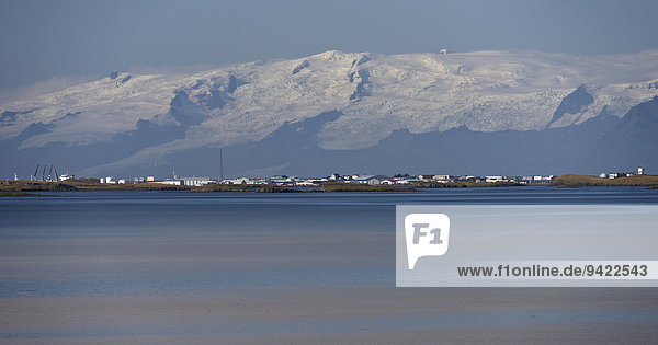 Town of Höfn in front of the Vatnajökull glacier Iceland