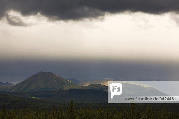 Regenschauer über der Alaska Range  Alaskakette  Gebirgszug in Alaska  USA  Nordamerika