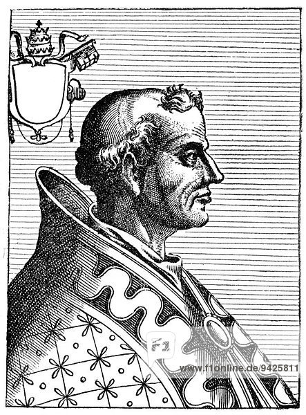 Papst Gregor III oder Gregorius III Papst 731-741 historische Illustration