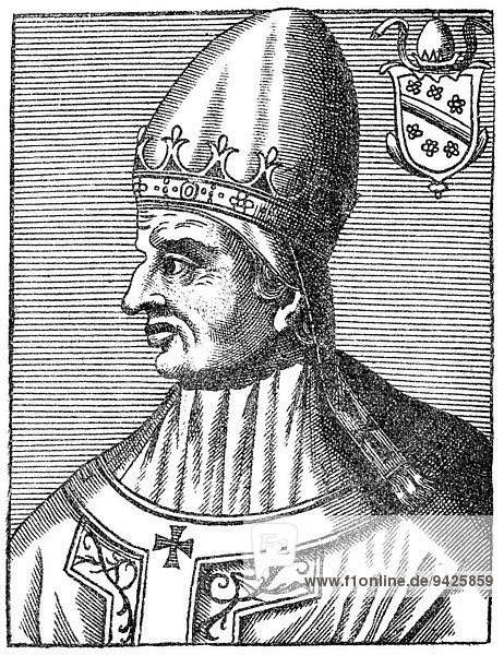 Papst Gregor XI oder Gregorius XI geboren Pierre Roger de Beaufort Papst von 1370 bis 1378 Gregor XI historische Illustration