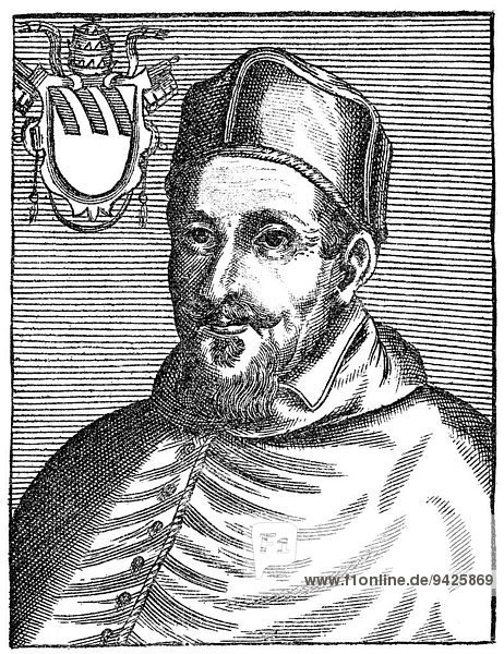Papst Gregor XV oder Gregorius XV geboren Alessandro Ludovisio oder Ludovisi Papst von 1621 bis 1623 Gregor XV historische Illustration