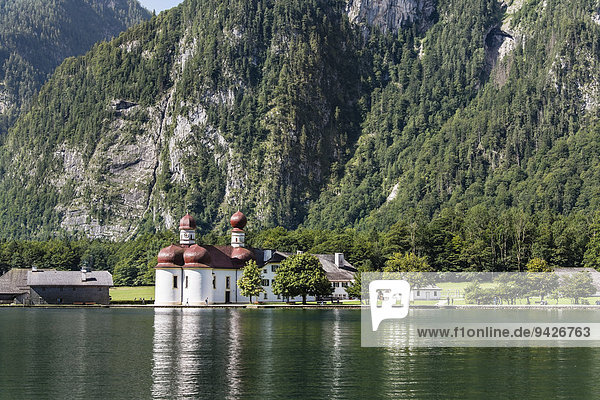 St. Bartholomä on lake Königssee  Berchtesgaden National Park  Berchtesgadener Land  Upper Bavaria  Bavaria  Germany