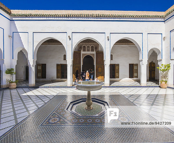 Prachtvoller Palast Palais Bahia im Auftrag des Großwesirs Si Moussa von 1867  Medina  Marrakesch  Marrakesch-Tensift-El Haouz  Marokko