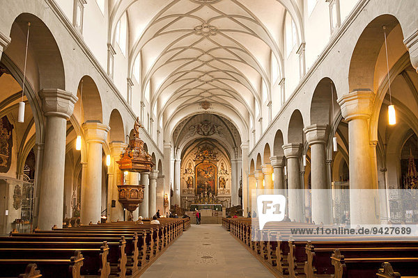 Nave and altar in the Constance Cathedral  or Cathedral of Our Lady  Konstanz  Baden-Württemberg  Germany