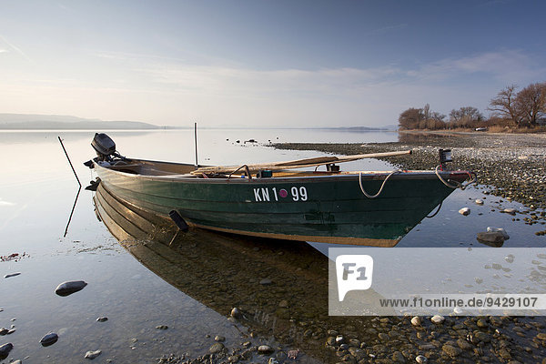 Fishing boat on Lake Constance at the island of Reichenau  Baden-Wuerttemberg  Germany  Europe