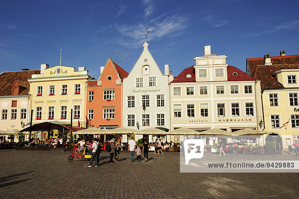 Town Hall square with picturesque houses  historic centre  Tallinn  Estonia