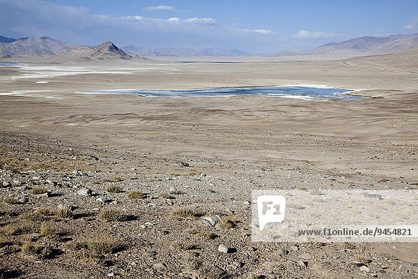 Salt lake on the Pamir Highway  M41  Province of Gorno-Badakhshan  Tajikistan  Asia