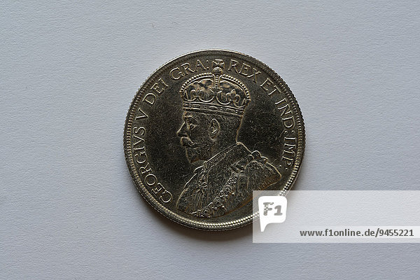 Ein kanadischer Dollar 1936  Georg der V  König und Kaiser von Indien  Silbermünze  Portraitseite