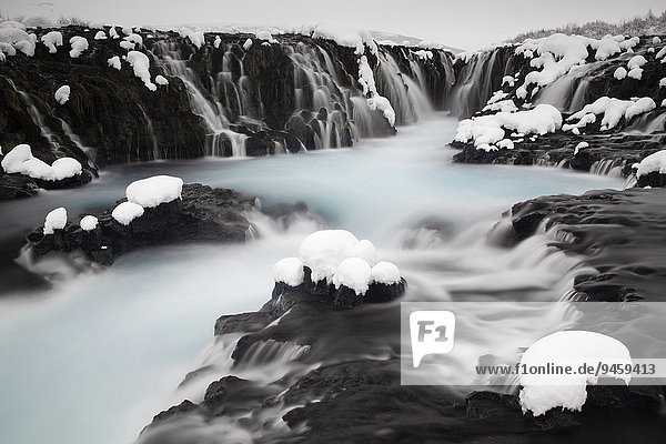 Bruarfoss waterfall in winter  Southern Region  Iceland  Europe