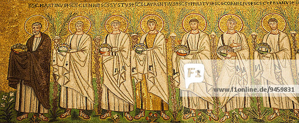 Detail aus dem Mosaik Zug der Märtyrer  in der Kirche Sant' Apollinare Nuovo  Ravenna  Emilia-Romagna  Italien  Europa