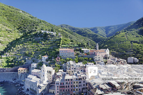 Townscape  Vernazza  Cinque Terre  Rivera di Levante  Province of La Spazia  Liguria  Italy  Europe