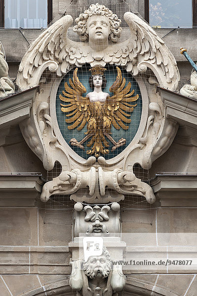 Das kleine Nürnberger Stadtwappen  Portal  Altes Rathaus  1616-1622  Nürnberg  Mittelfranken  Bayern  Deutschland  Europa