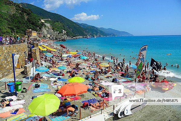 Europa Strand Monterosso al Mare Italienisch Italien Ligurien Ligurisches Meer
