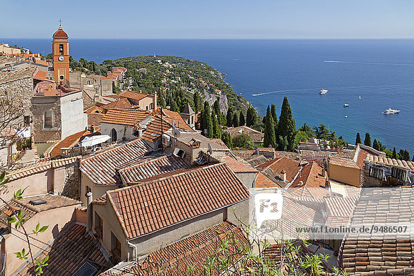 'Roofs of the historic centre  Roquebrune  Provence-Alpes-Côte d'Azur  France  Europe'
