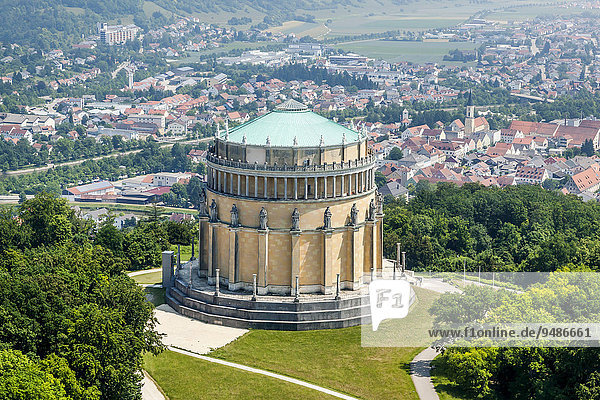 Aerial view  Befreiungshalle or Hall of Liberation  Kelheim  Bavaria  Germany  Europe