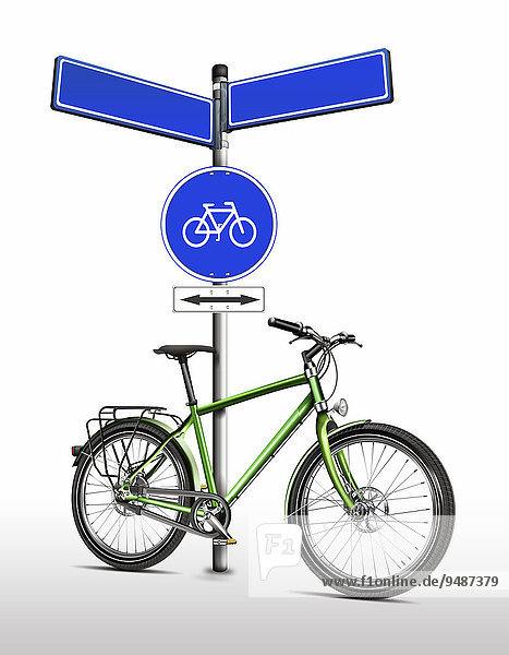 Fahrrad  Verkehrsschild Fahrradweg  Illustration