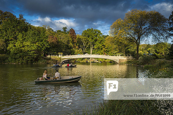 Rowing Boats on The Lake  Central Park  Manhattan  New York  United States  North America