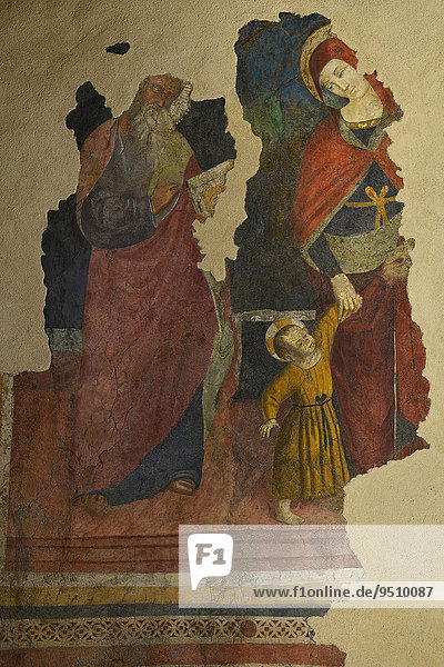 Beschädigtes Fresko in der Basilika Santa Maria Maggiore  Tuscania  Provinz Viterbo  Latium  Italien  Europa
