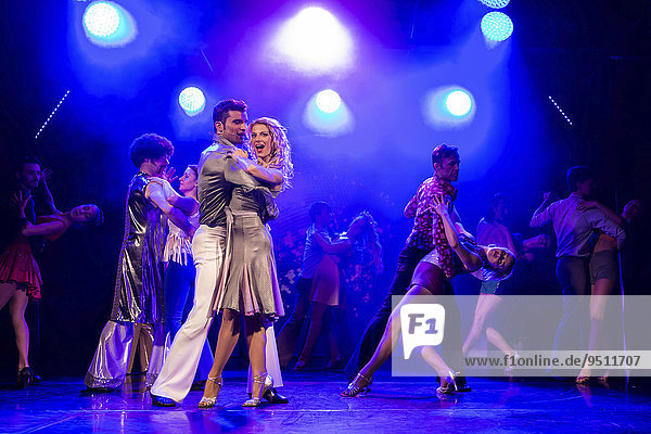'Tino Andrea Honegger and Julia Fechter starring as Tony Manero and Stephanie Mangano in the musical ''Saturday Night Fever''  Le Théâtre  Kriens  Lucerne  Switzerland  Europe'