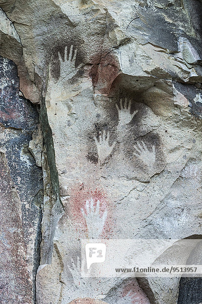 Cueva de las Manos oder Höhle der Hände  Wandmalereien  7000 bis 1000 v. Chr.  Santa Cruz  Argentinien  Südamerika