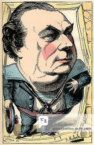 Louis-Francois Dumaine französischer Schauspieler politische Karikatur 1882 von Alphonse Hector Colomb Pseudonym B. Moloch französischer Karikaturist