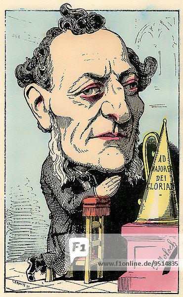 Louis-Joseph Buffet  1818-1898  französischer Staatsmann  politische Karikatur  1882  von Alphonse Hector Colomb  Pseudonym B. Moloch  französischer Karikaturist