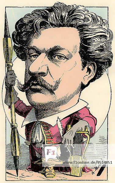 André Gill oder Louis-Alexandre Gosset de Guînes französischer Karikaturist Karikatur 1882 von Alphonse Hector Colomb Pseudonym B. Moloch französischer Karikaturist