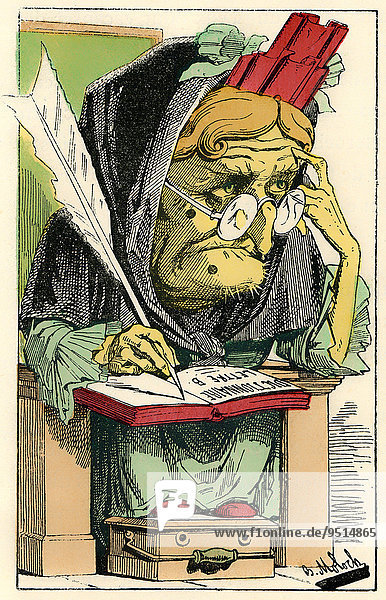 L'Académie française oder Französische Akademie  personifiziert als Brigitte Angélique Balbine  politische Karikatur  1882  von Alphonse Hector Colomb  Pseudonym B. Moloch  französischer Karikaturist