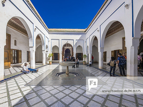 Prachtvoller Palast Palais Bahia im Auftrag des Großwesirs Si Moussa von 1867  historische Medina  Marrakesch  Marrakesch-Tensift-El Haouz  Marokko  Afrika