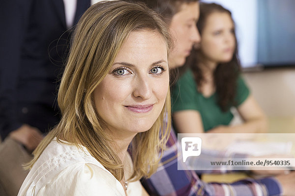 Young woman during meeting