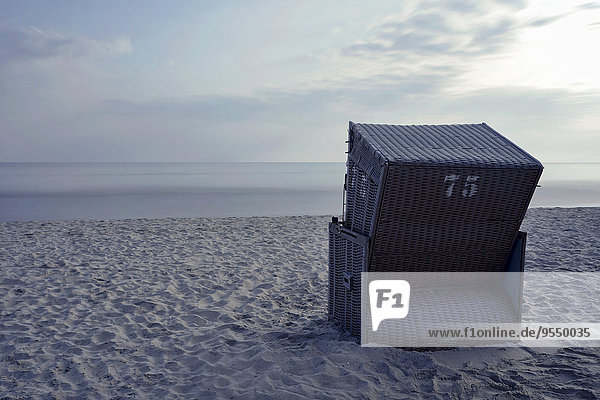Germany  Mecklenburg-Western Pomerania  Ruegen  single hooded beach chair at Baltic seaside resort Binz