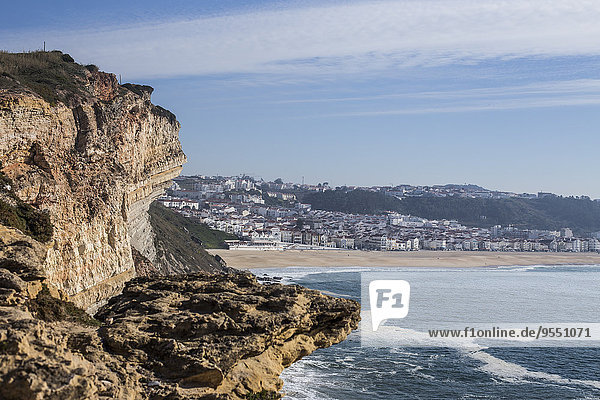 Portugal  Nazare  Coast and city view