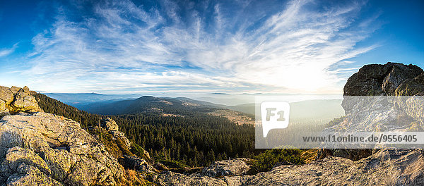 Germany  Bavaria  Bavarian Forest  Great Arber  View from Wagnerkopf  Panorama