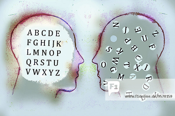 Ordentliches und chaotisches Alphabet im Kopf zweier Menschen